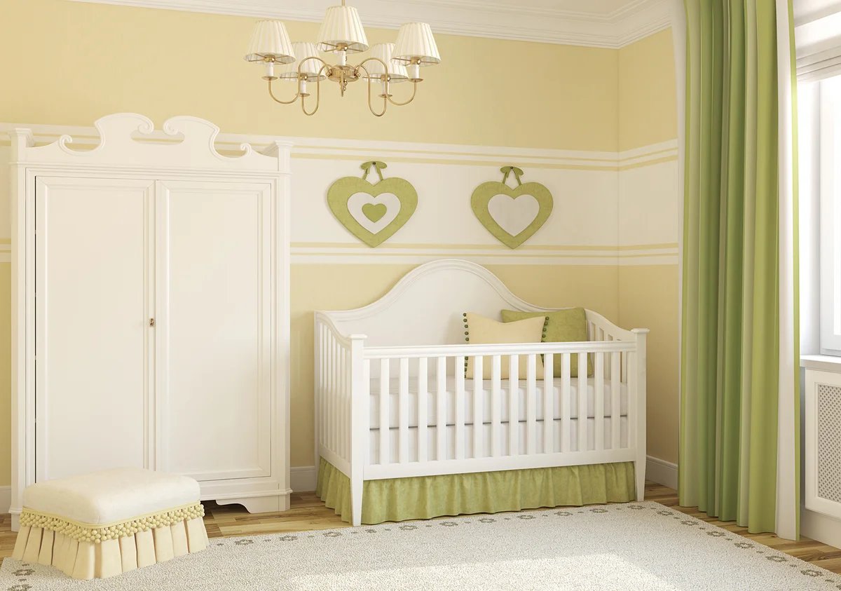 Pale green and yellow in nursery