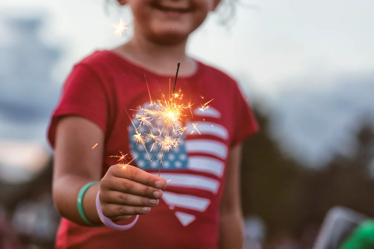 Girl holding a lit sparkler