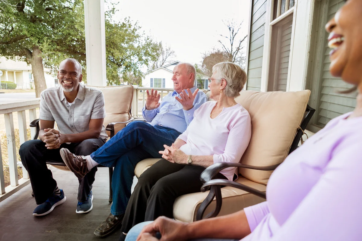 Active retired seniors enjoy one another's company