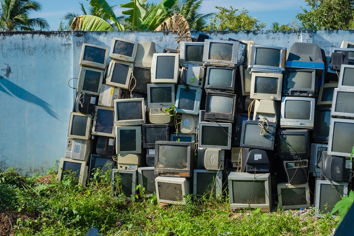Pile of old television sets