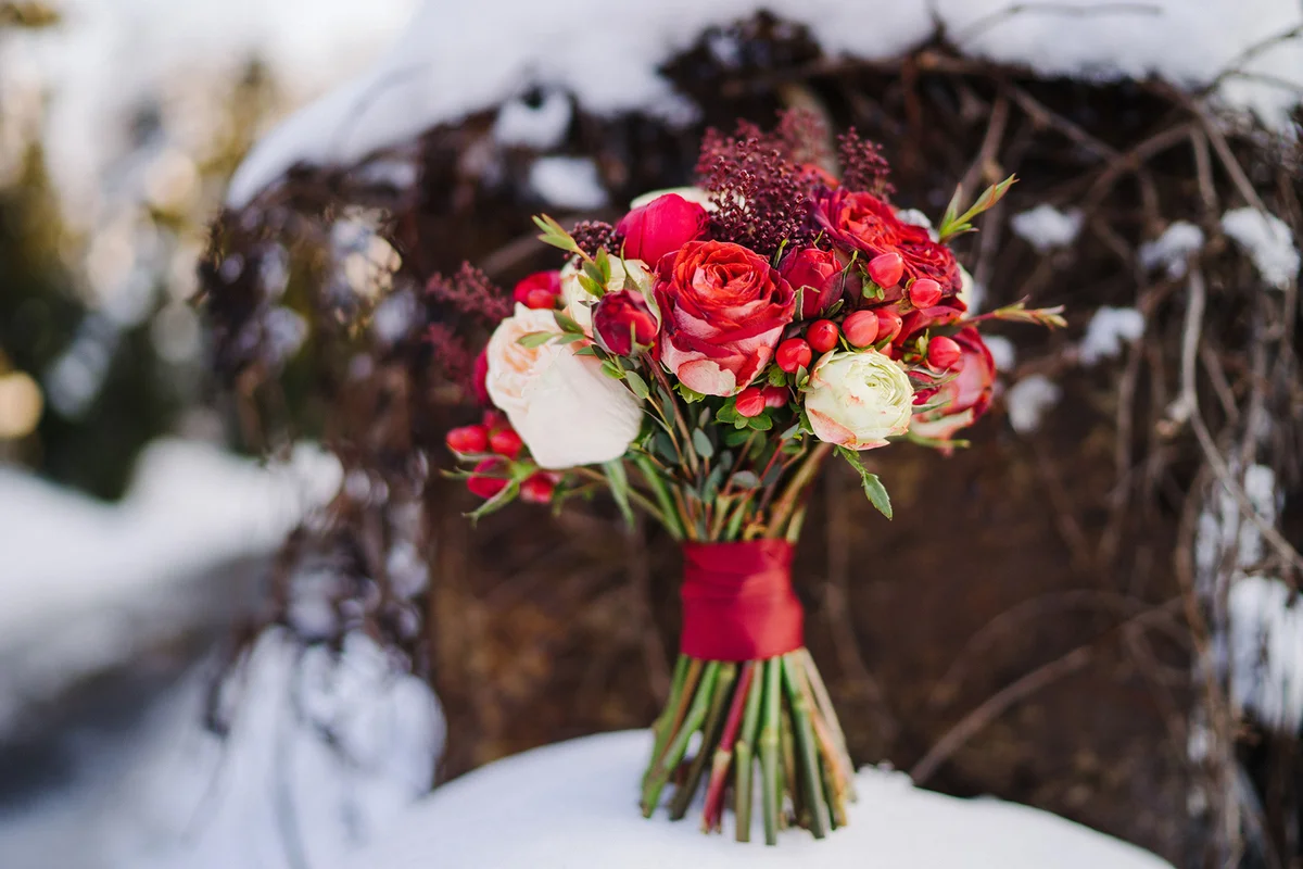 Winter Christmas bouquet with berries