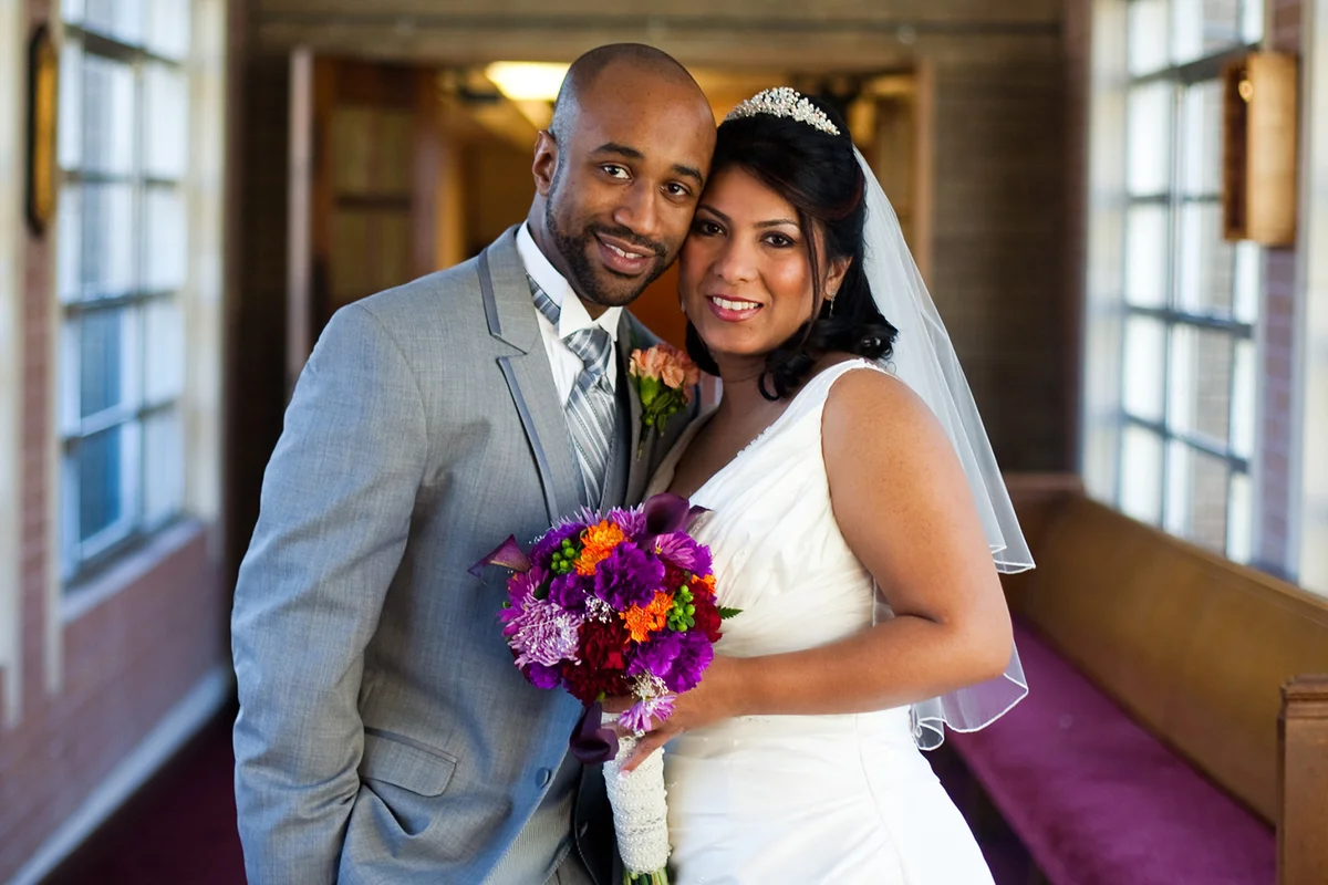 Bright colorful flower wedding bouquet