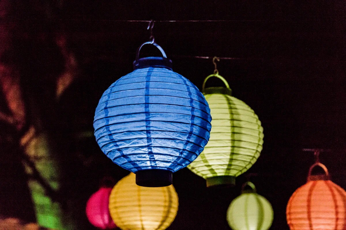 Multi-colored paper lanterns