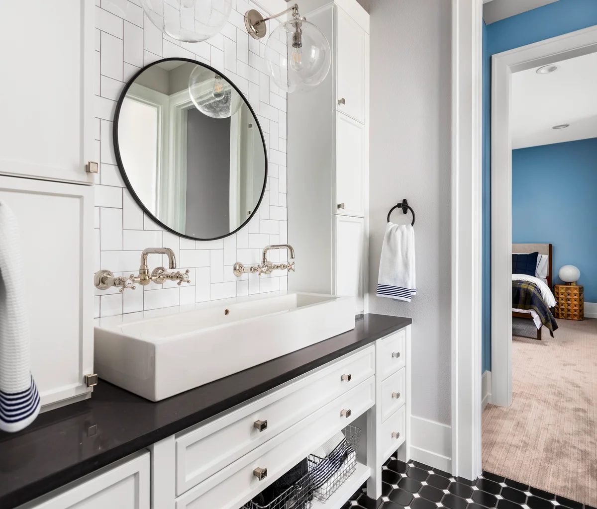 A tidy, organized bathroom