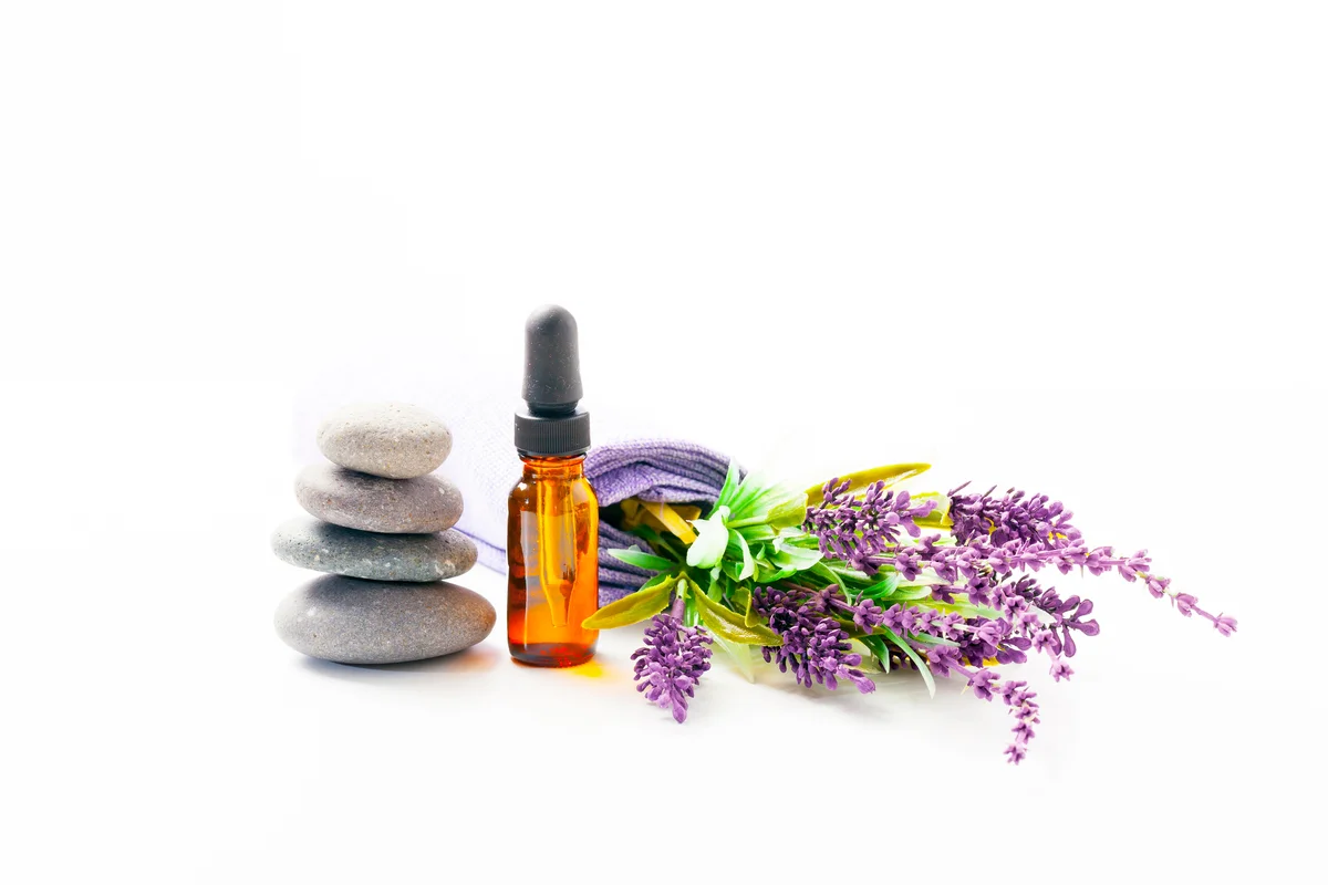 Lavender flowers and essential oil