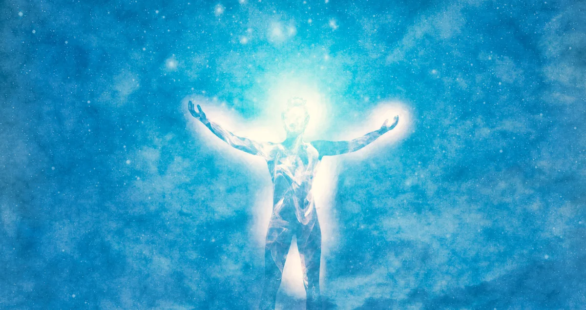 Man with a blue aura