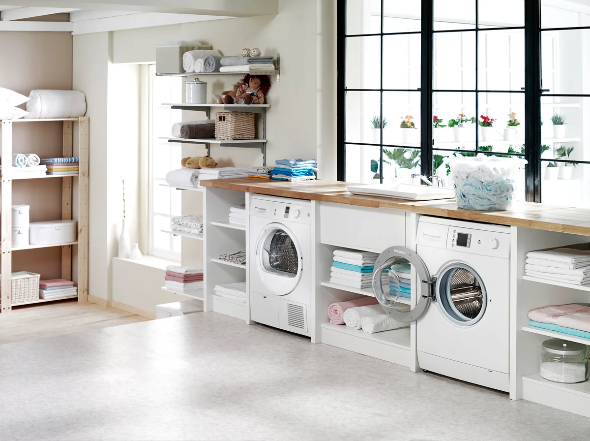 Clean, bright, organized laundry room