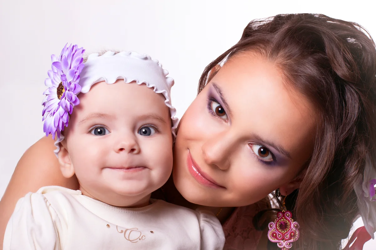 Mother with daughter funny smiling