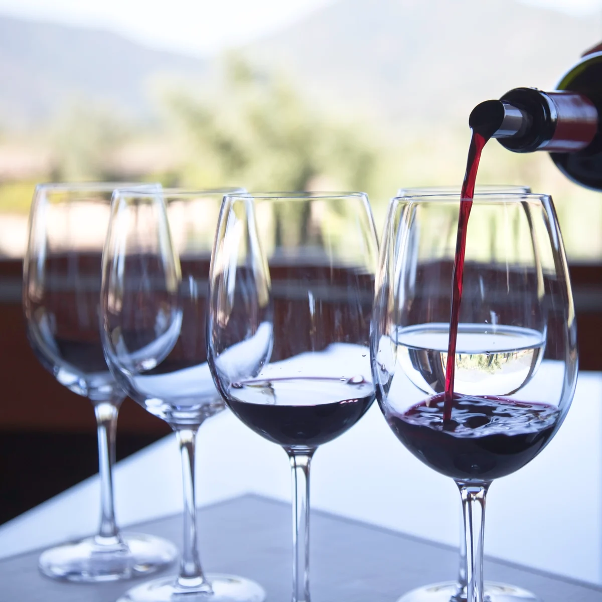 Small pours at a wine tasting event