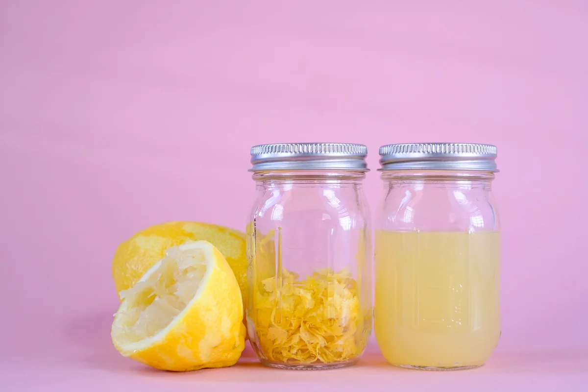 Lemon juice and zest in mason jars