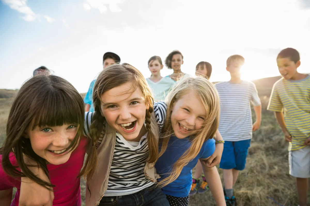 Laughing group of tweens
