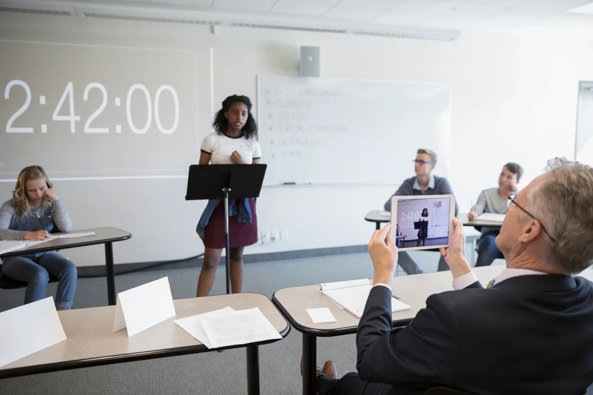 Girl in high school debate