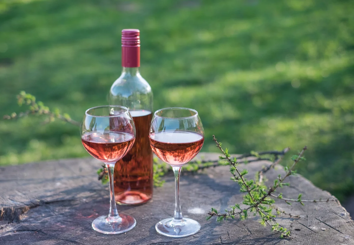 2 glasses of Rose wine