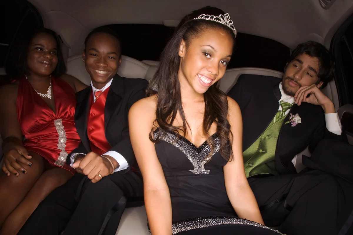 Teenagers in limousine