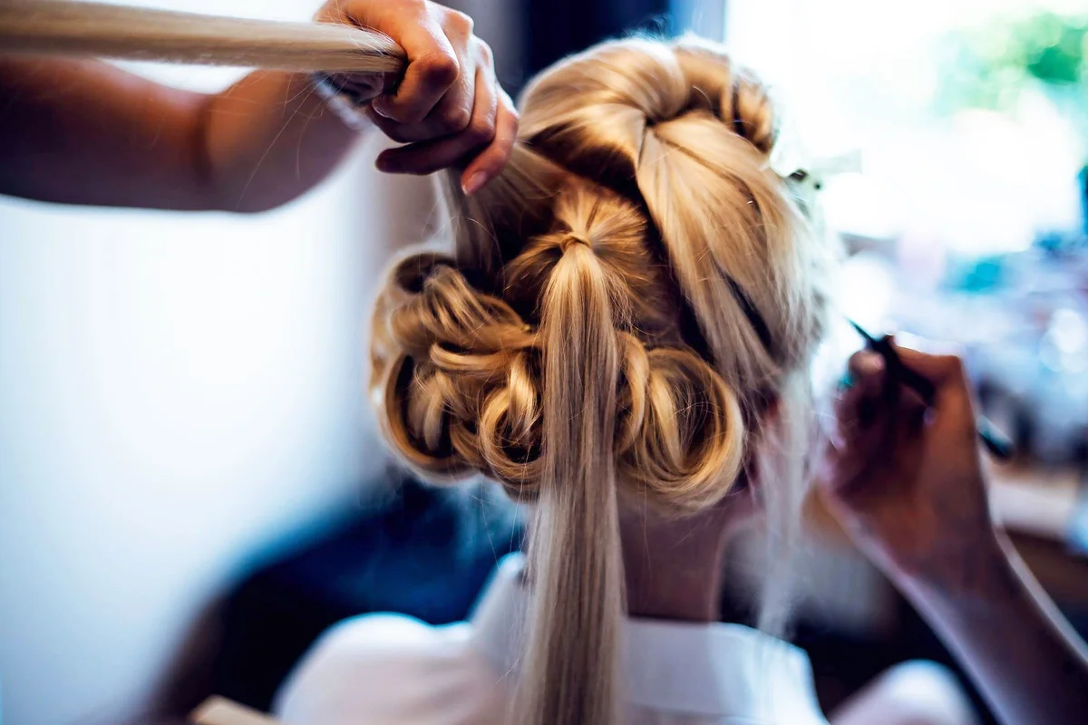 Hairdresser And Beautician testing beauty styles