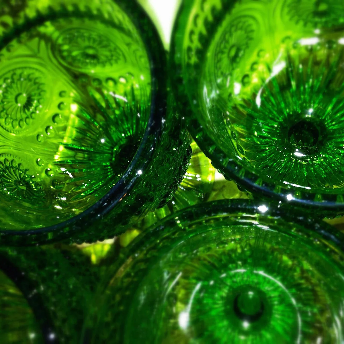 Full Frame Shot Of Green Bowls For Sale