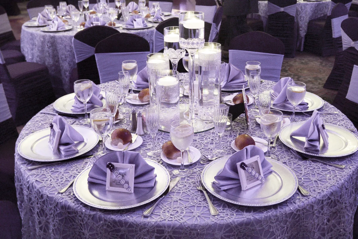 Purple wedding reception