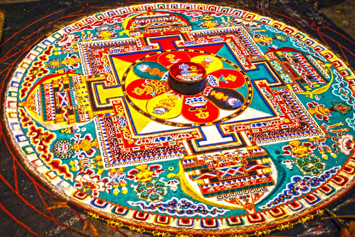 Tibetan mandala in monastery in Lhasa,China