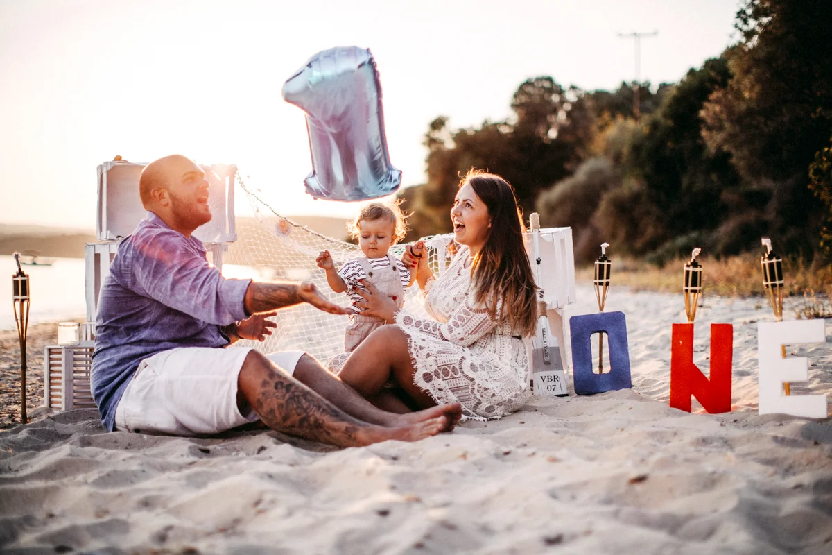 Celebrating first birthday at the beach