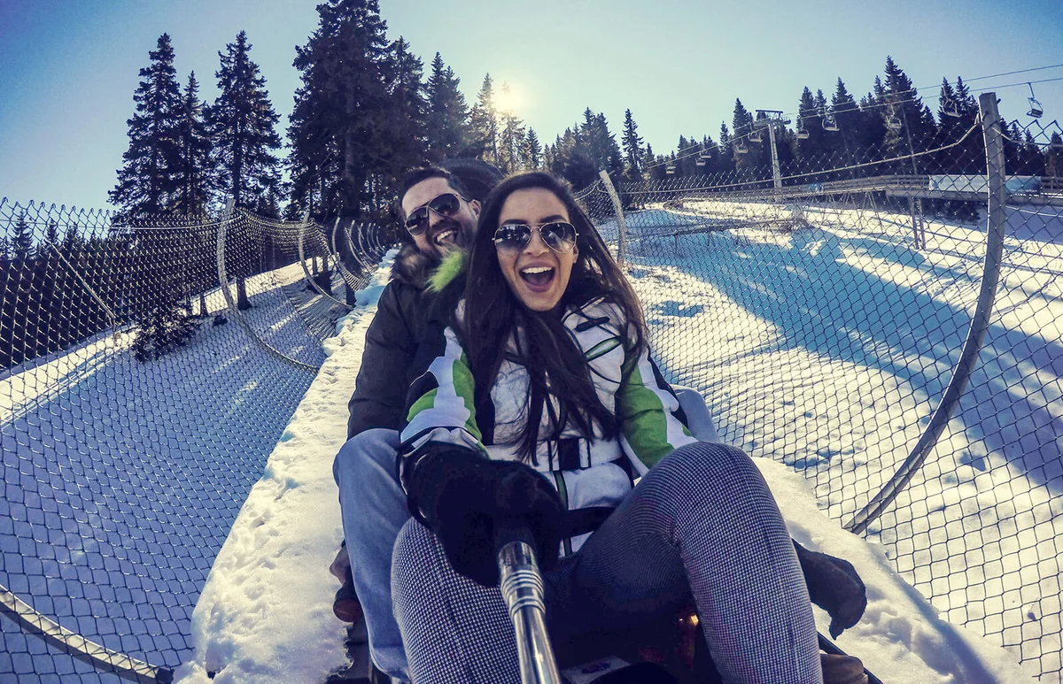 Winter fun on bobsled
