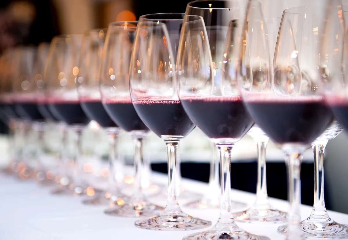 Red wine in glasses