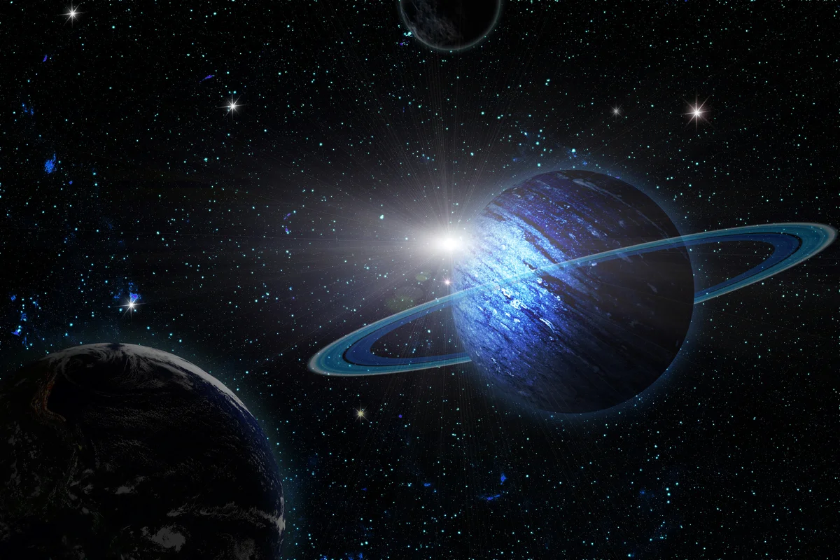 The Uranus with moons from space showing all they beauty