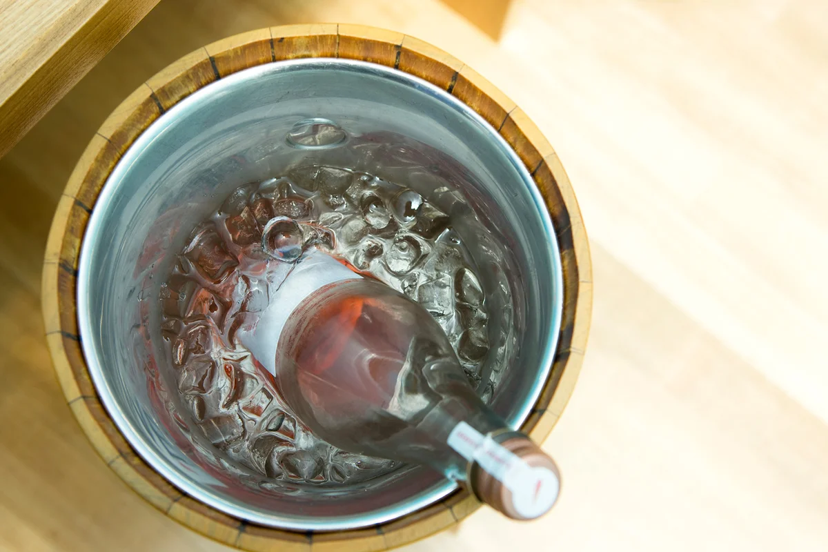 Rosé wine in ice bucket
