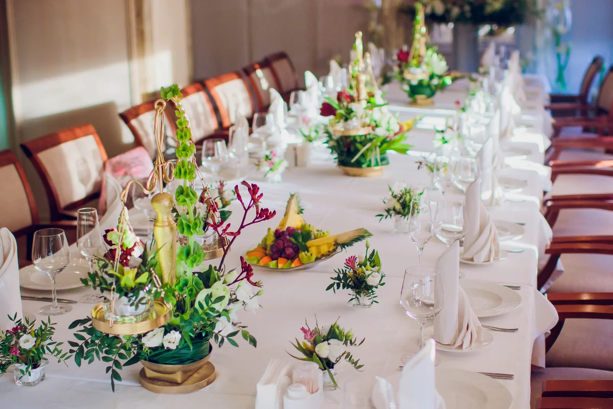 Flowers on wedding table