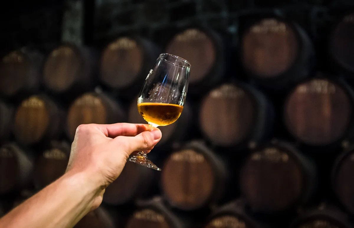 port wine with glass