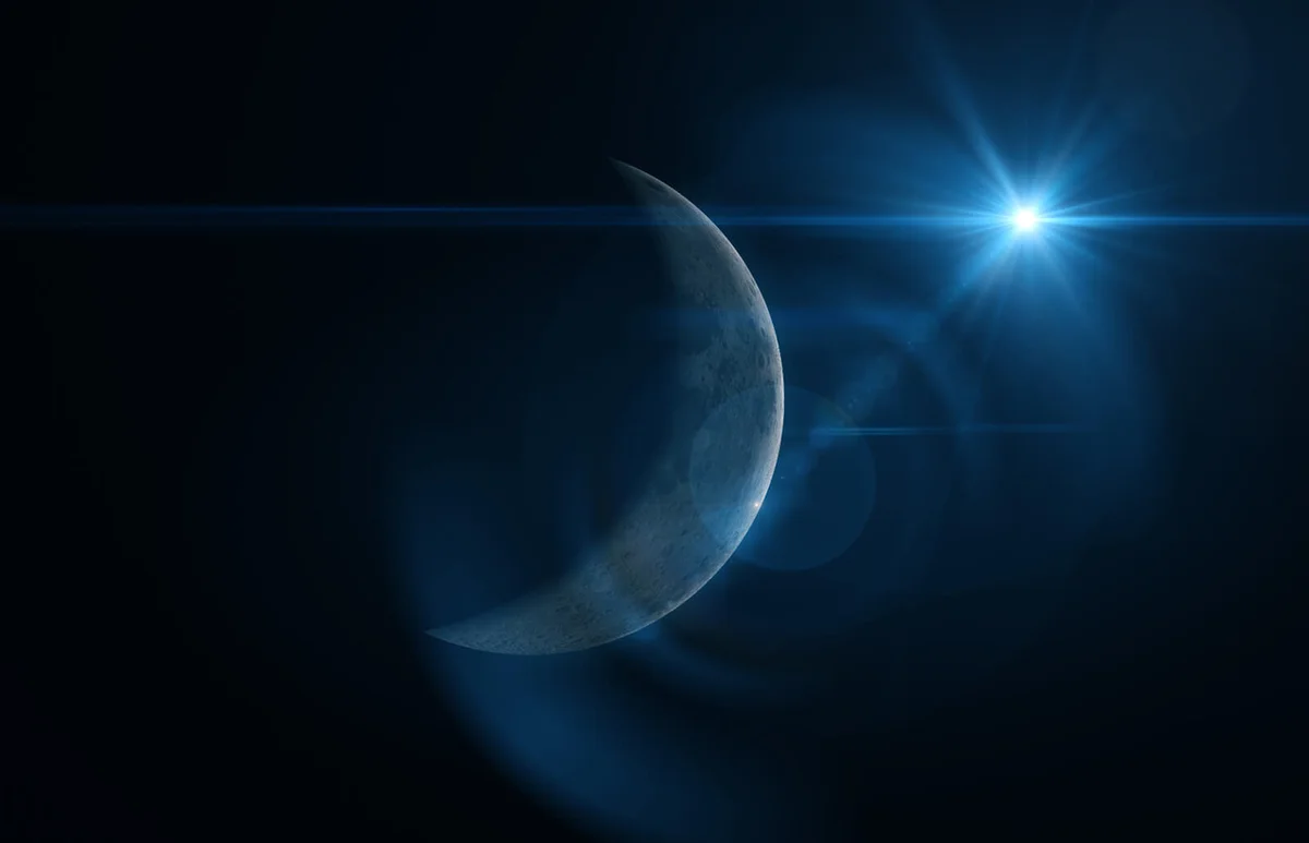 New Moon in Space 3D Illustration
