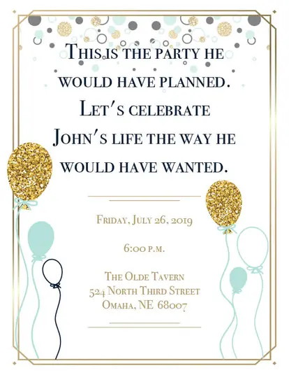 Celebrate life invitation