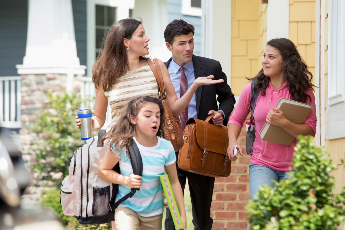 Family walking to car