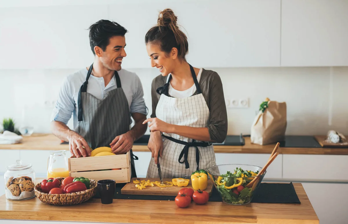 couple cooking in the kitchen