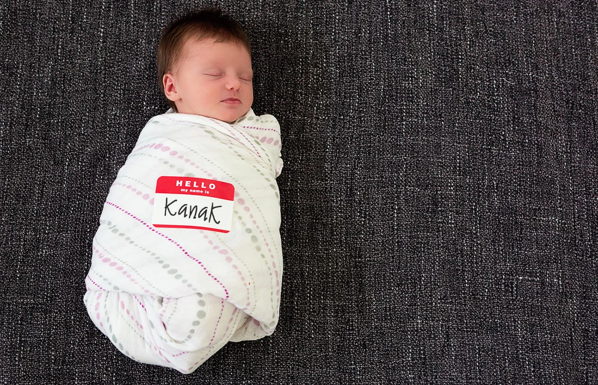 Baby with name tag