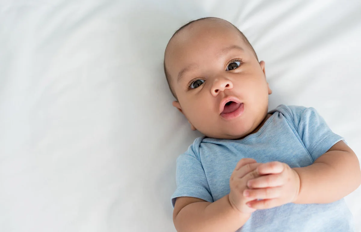 baby with surprised expression