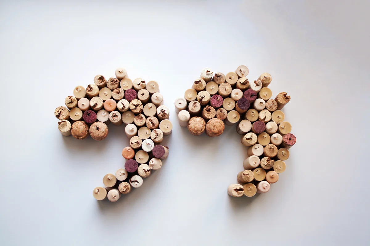 Wine corks quotation marks from above