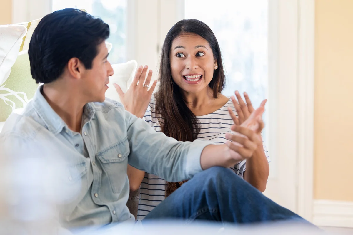 Couple having an animated conversation