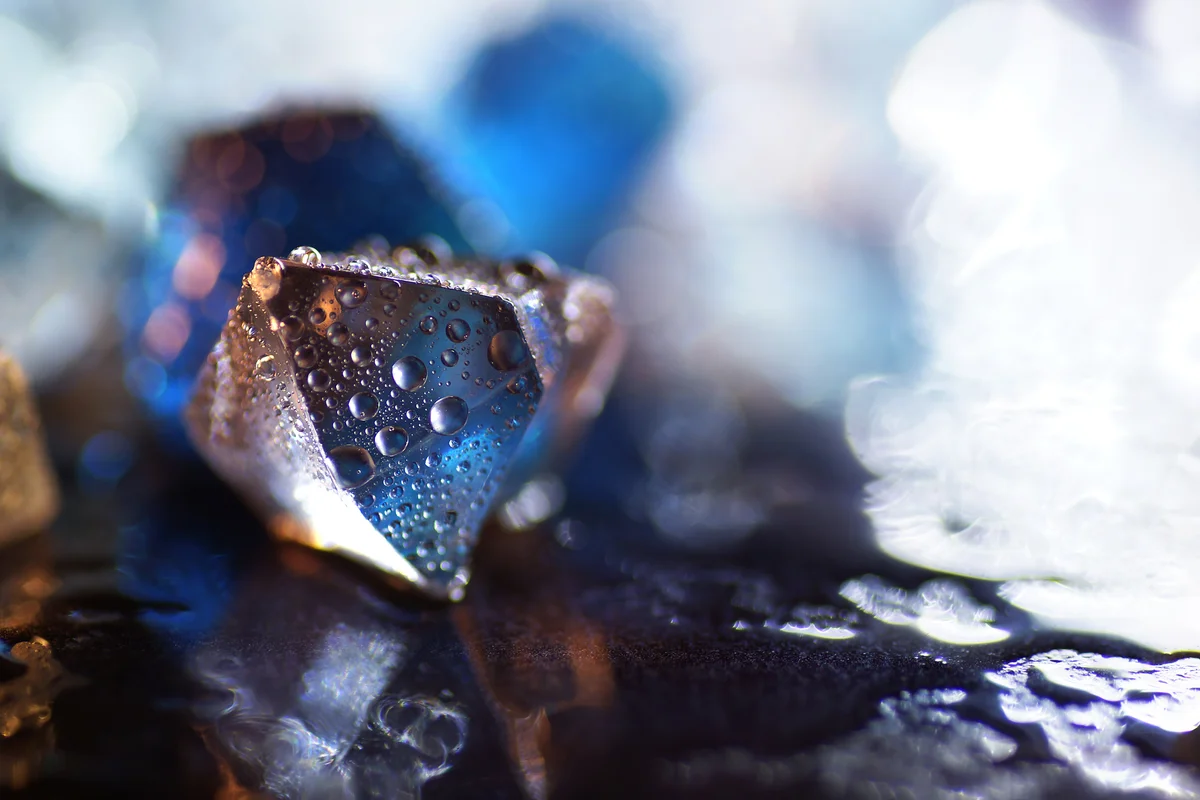 Gemstone with drops of water
