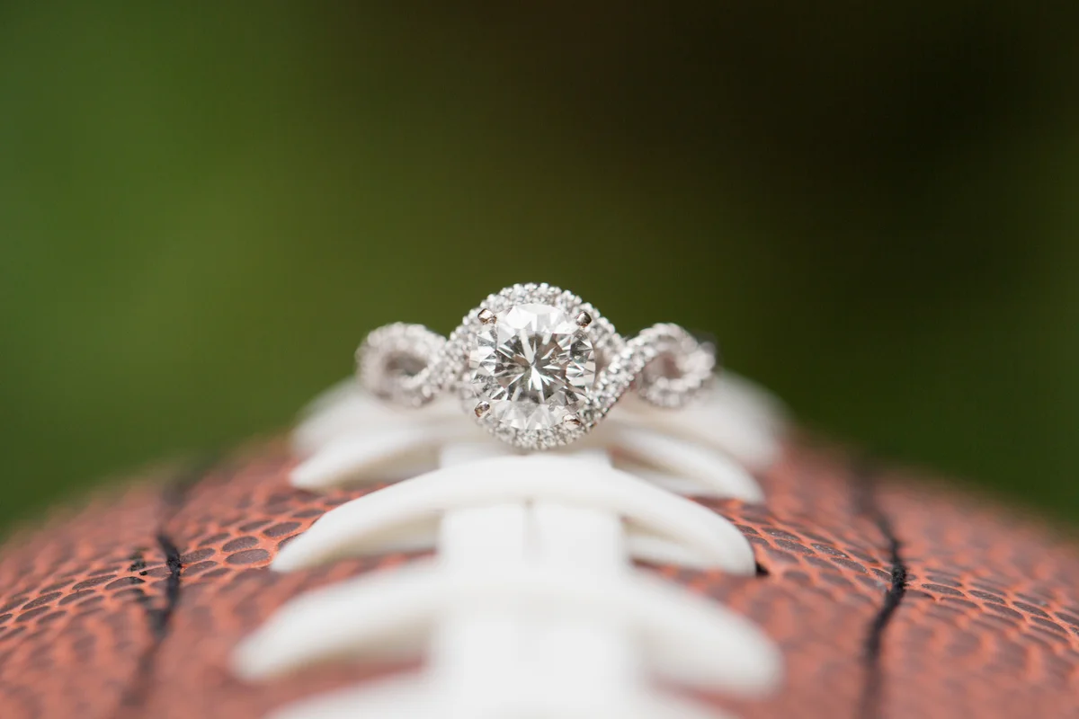 Diamond Engagement Ring on Football