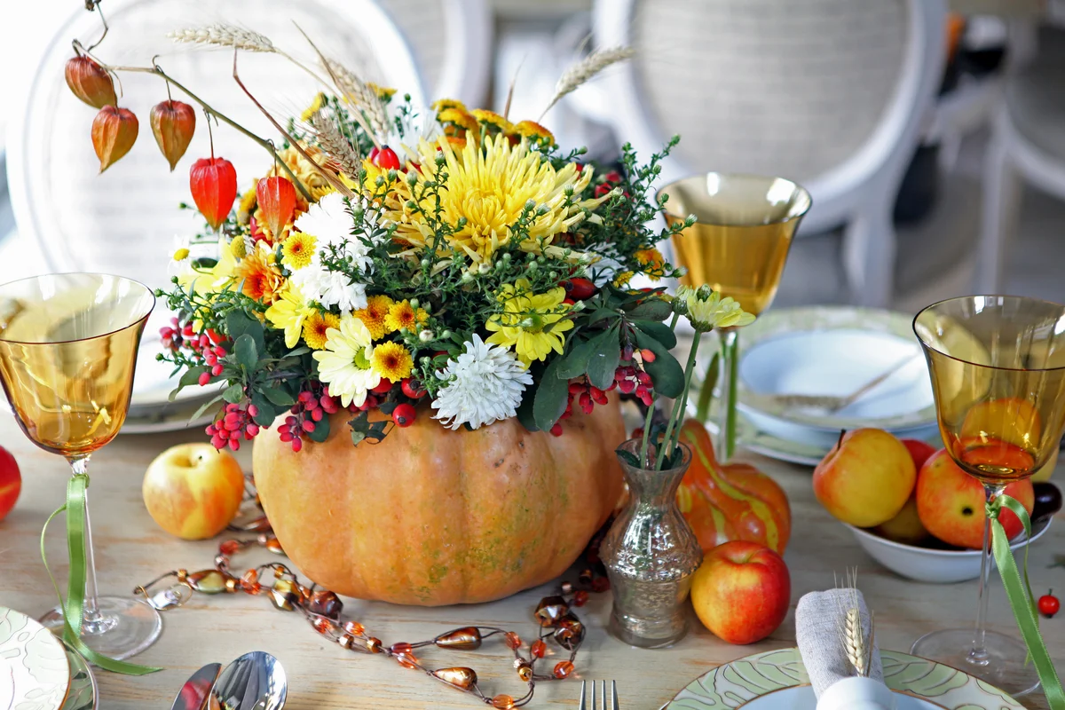 Wedding reception table with an autumn theme