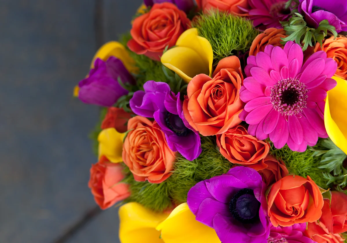 mystical lilac Gerbera and coral rose bouquet