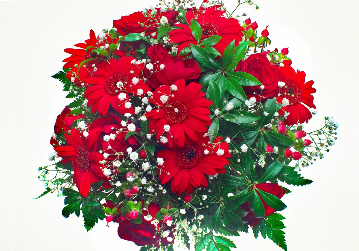Red Gerbera Christmas bouquet
