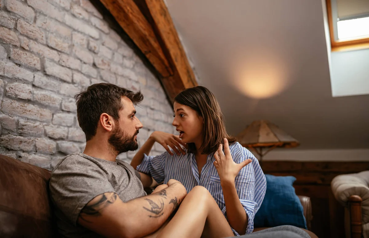 couple talking at home