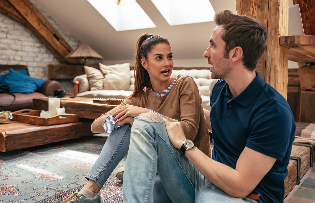 Couple talking about their day
