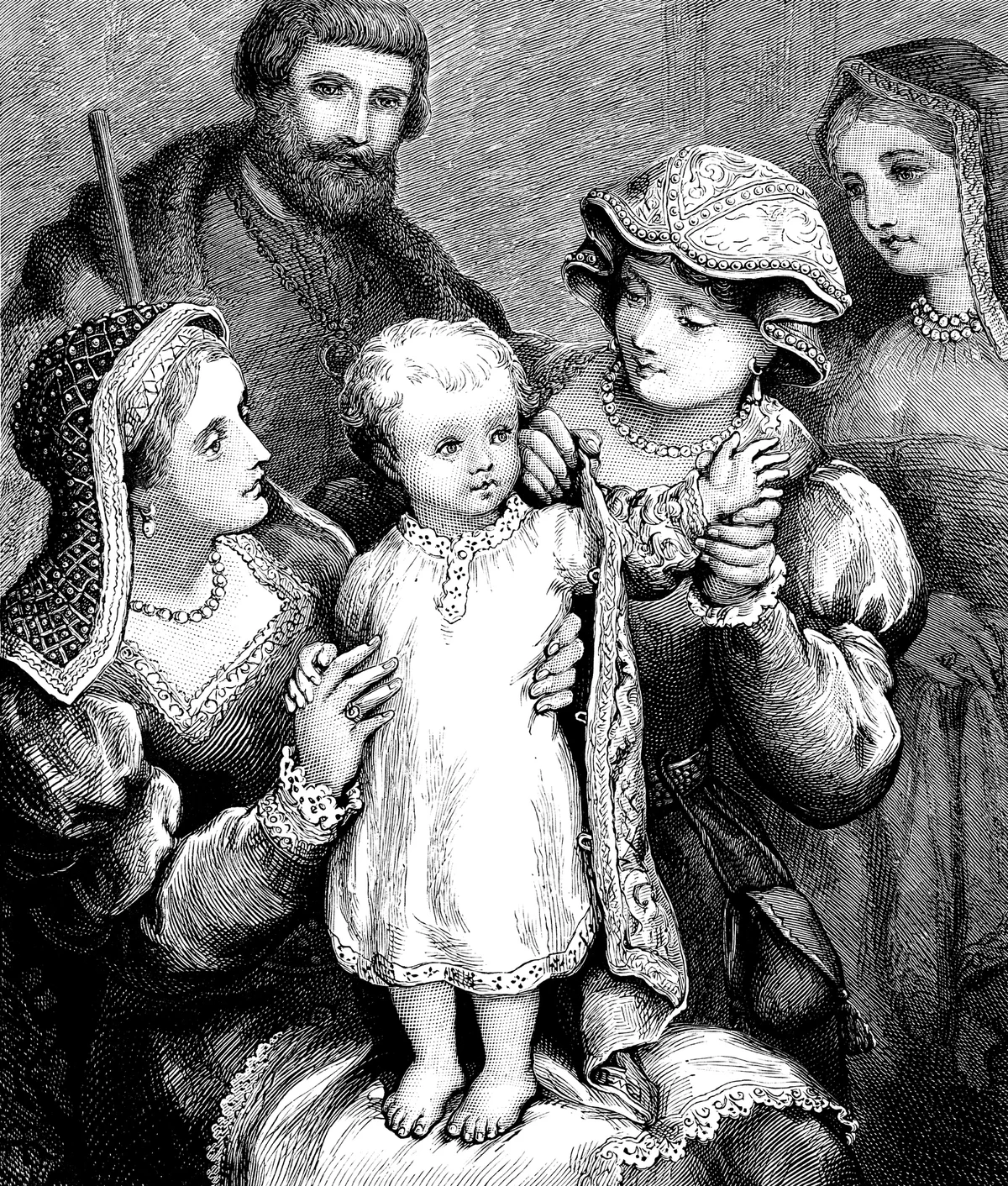 Royal baby with admiring women