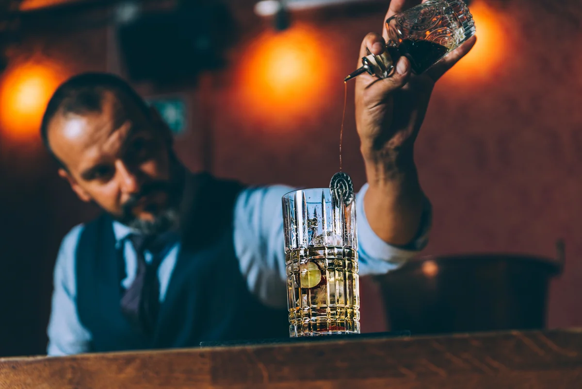 Bartender mixing a drink
