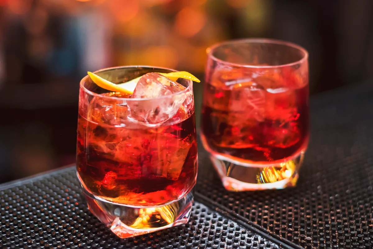 Two Negroni cocktails