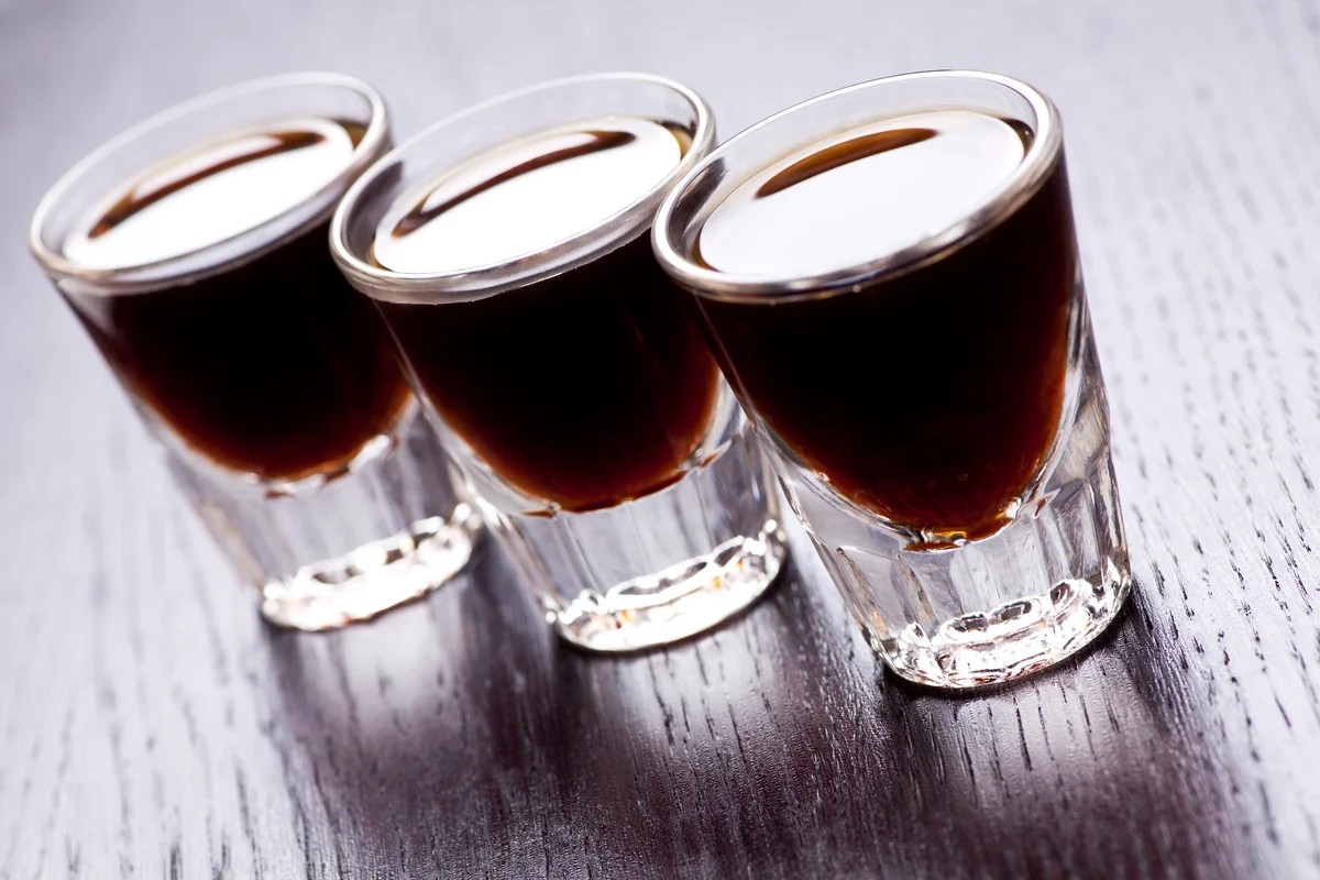Coffee and raspberry liqueur shot