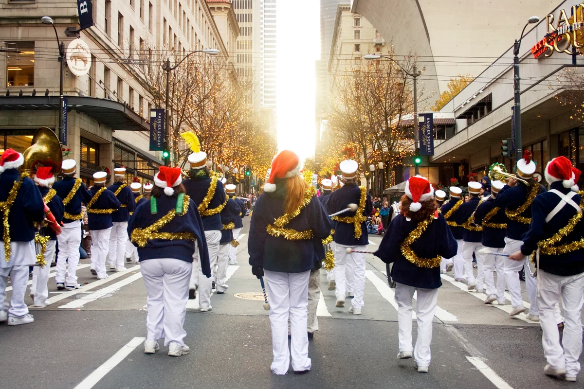 Marching band in Christmas parade