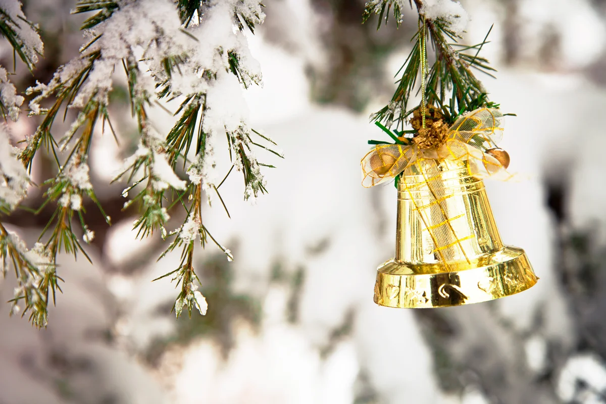 Christmas Bell On Pine Tree